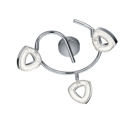 Faretti Girandola 4 Spots Led in Diffusore Triangolo Cromato Tours GD Trio
