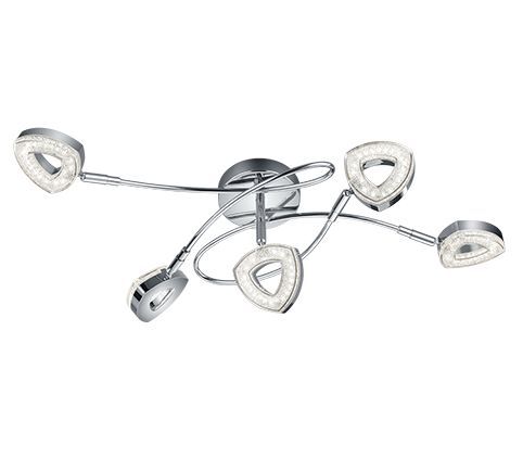 Plafoniera Led Interno Soffitto 5 Luci Spots in Diffusore a Triangolo GD Trio