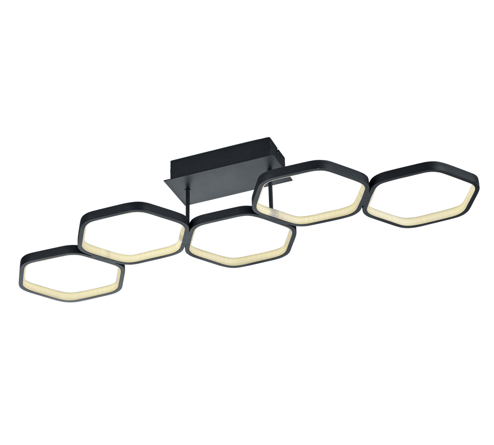 Image of Plafoniera Led Interno 24W 5 Esagoni Antracite 90 cm Vigo GD Trio