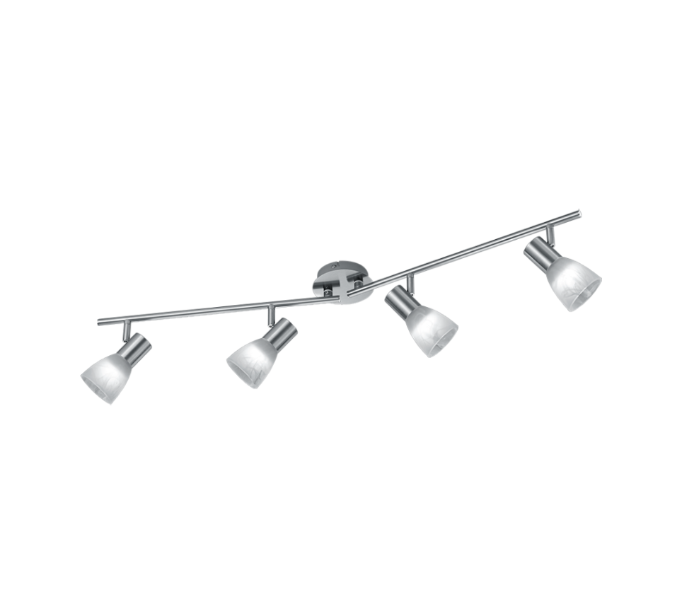 Faretti Barra 2 Spots Led 4 Luci Acciaio con Vetri Alabastro 90cm Visto GD Trio