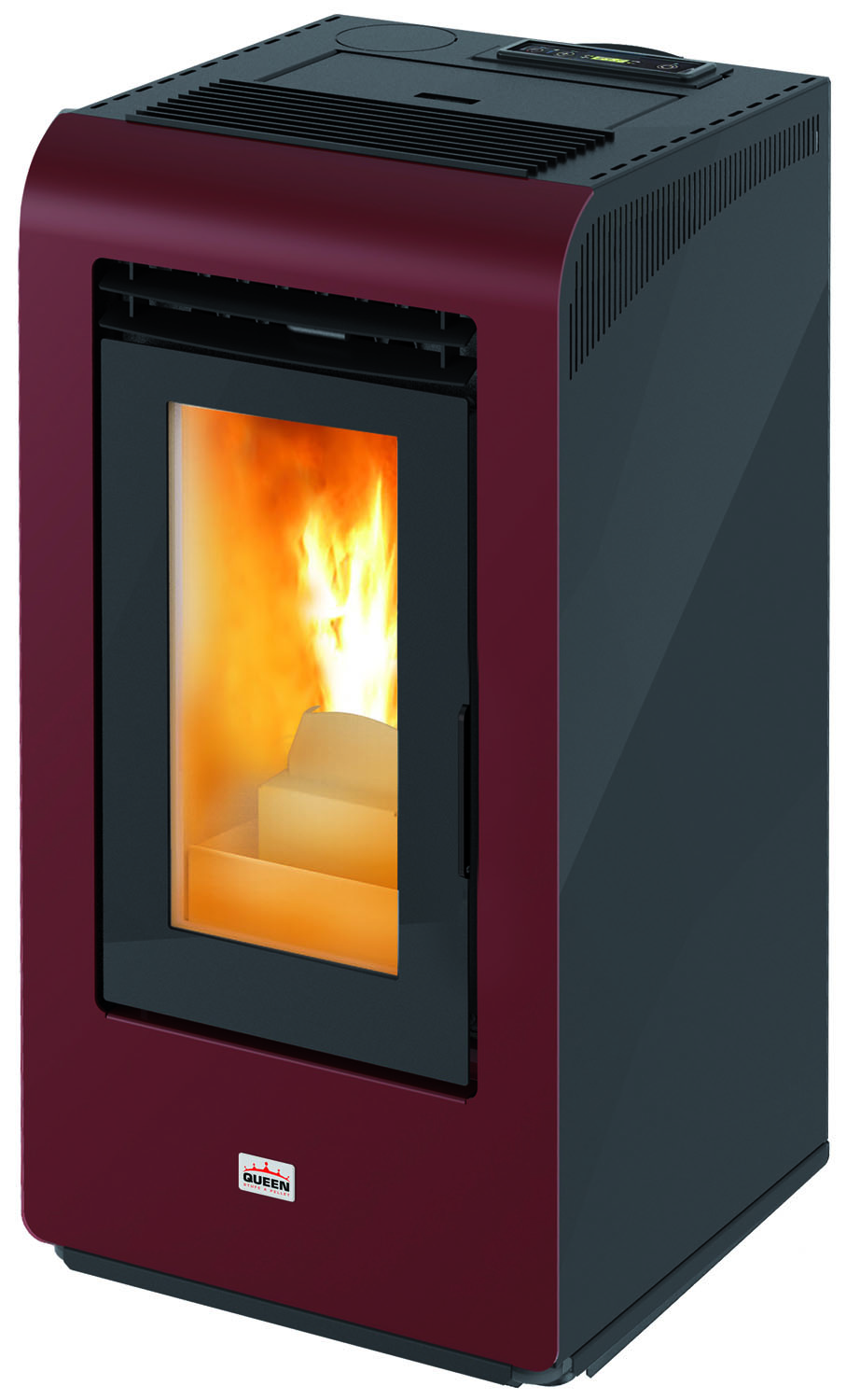 Image of STUFA A PELLET 9,05 QUEENPLUS HE10 BORDEAUX CANALIZZATA 44x46xH96 CM
