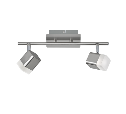 Faretti a Soffitto 2 Spots Led Quadrati Acciaio Satinato Roubaiper GD Trio
