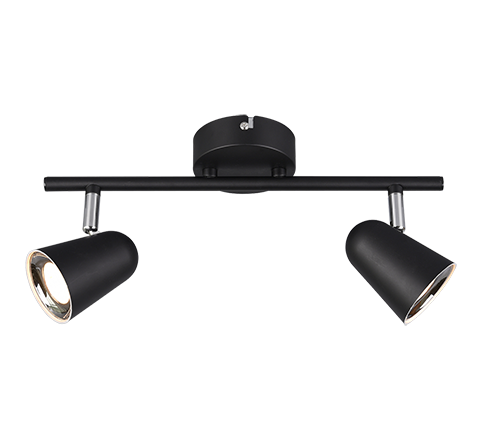 Faretti Led da Interno Parete Soffitto su Barra 2 Spots Nero Toulose GD Trio