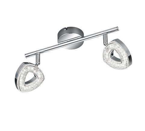 Faretti Led 4W Interno Barra 2 spots Diffusore Triangolo Cromato Tours GD Trio