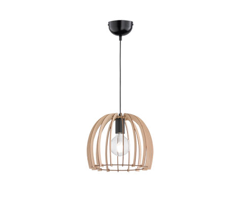 Lampada Sospensione Cupola Listelli di Legno 4.5W E27 Wood GD Trio