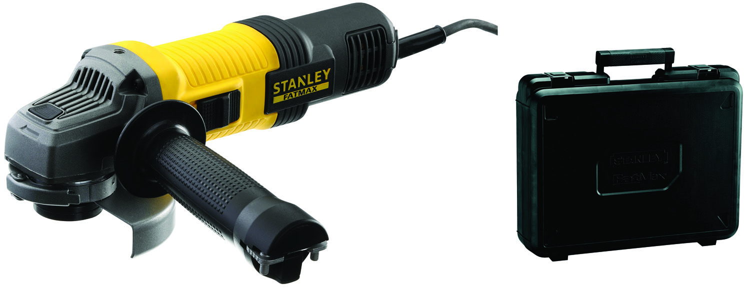 Image of SMERIGLIATRICE STANLEY FATMAX FMEG210K CON IMPUGNATURA LATERALE E VALIGETTA