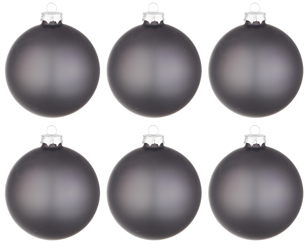 Image of Palline di Natale in Vetro Grigio Opaco Lucido Addobbi Decorazioni Albero Diametro: 80 mm