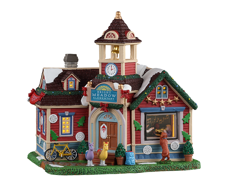 Image of Scuola Elementare Bright Meadow Edificio Luminoso Villaggio di Natale Lemax