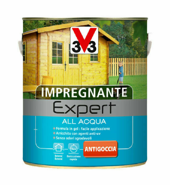 Image of V33 Impregnante per Legno Expert ad Acqua in Gel Interno Esterno Mobili Persiane Colore: Noce chiaro, Formato: 2,5 Lt