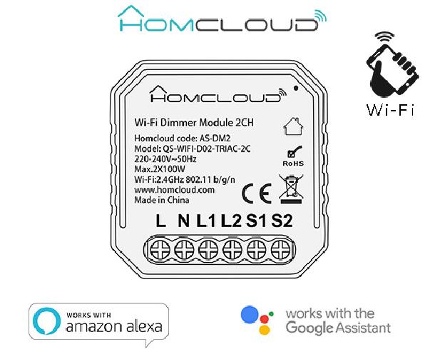 Modulo Dimmer Intelligente Wi-Fi 2 Canali da incasso