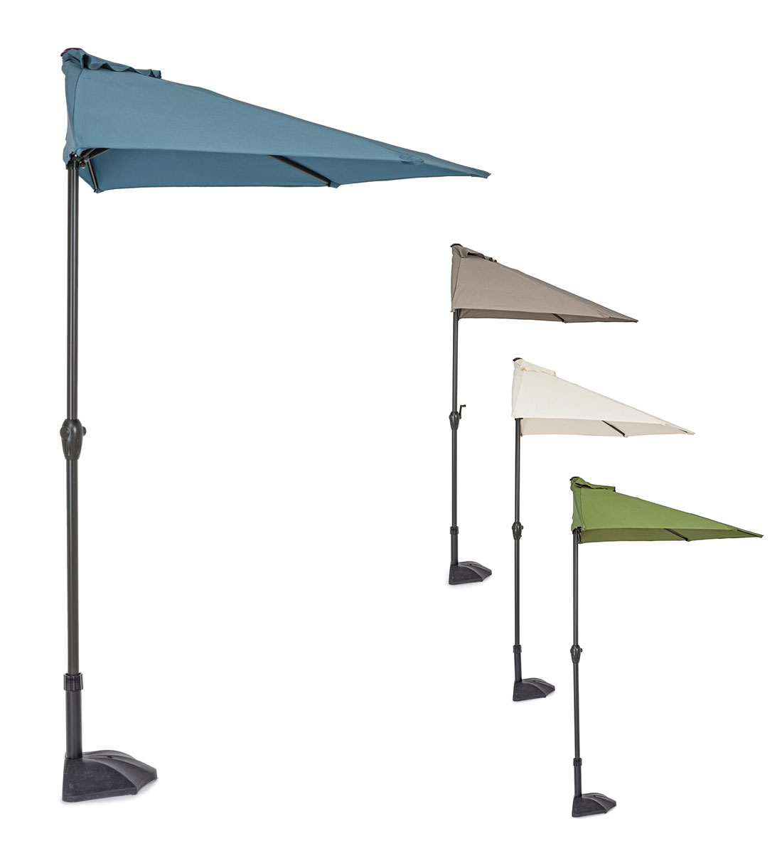 Ombrellone da Parete a Mezzaluna Muro Semicerchio Giardino 2.7Mt Kalife Bizzotto Colore: Tortora