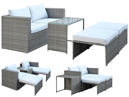 Image of SET SALOTTO RATTAN COMBO GRIGIO