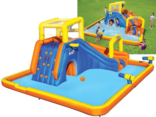 Image of PISCINA PARCO ACQUATICO GONFIABILE PER BAMBINI SUPER WATERWAY BESTWAY 551x502x265 cm