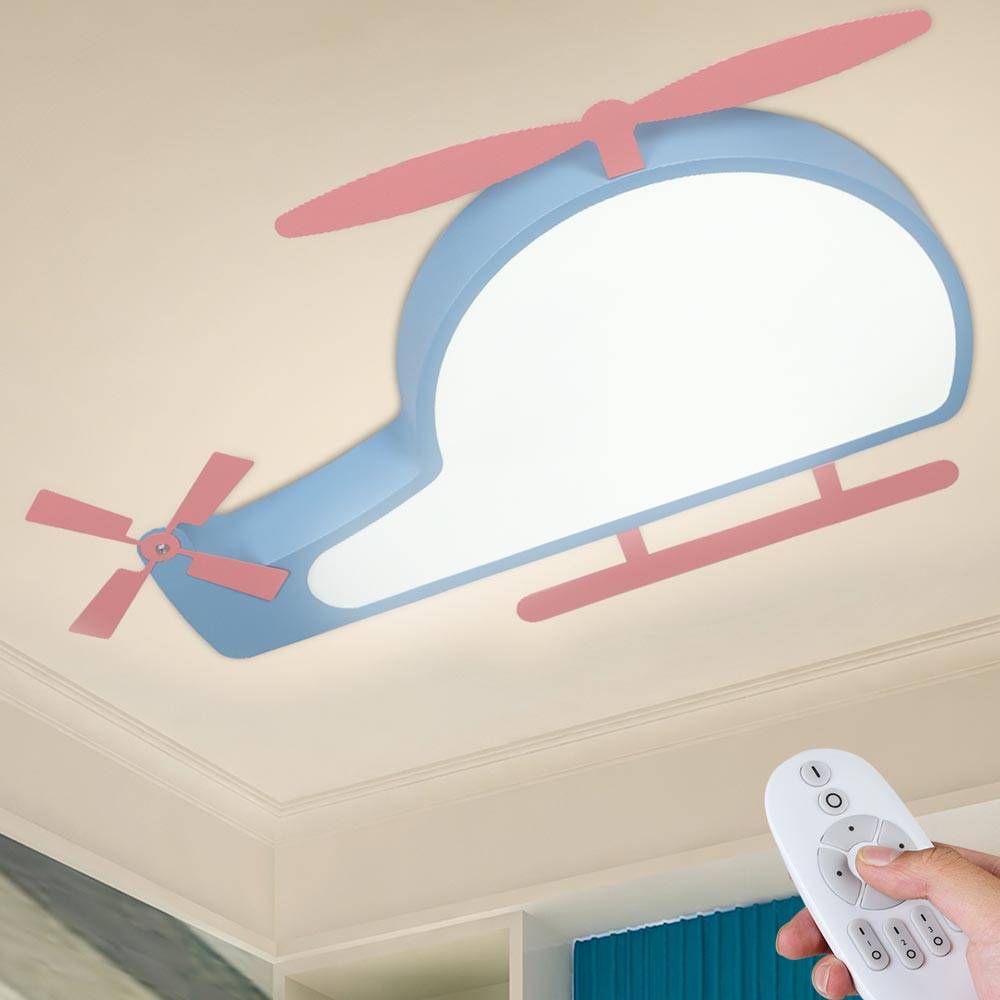 Image of Plafoniera LED Elicottero Cameratta Bambini Luce Dimmerabile Lampada Telecomando