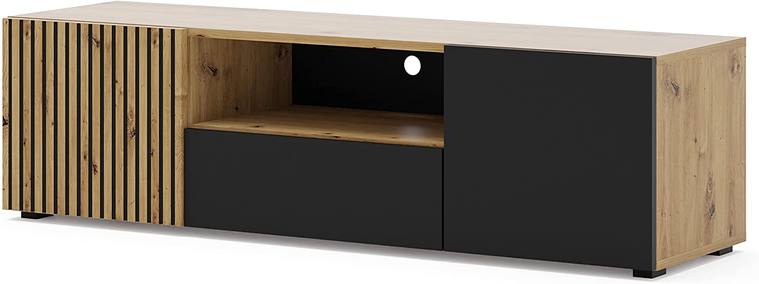 MOBILE PORTA TV STAND TV SOGGIORNO 150x42x42cm ROVERE NERO OPACO