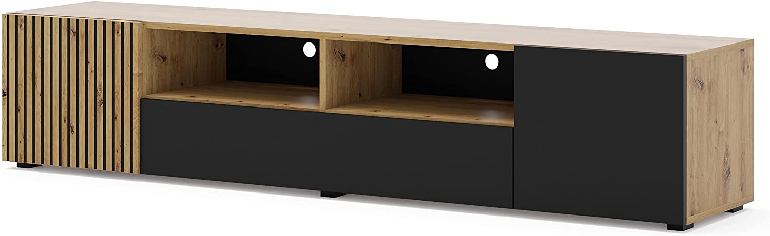 MOBILE PORTA TV STAND TV SOGGIORNO 200x42x42cm ROVERE NERO OPACO