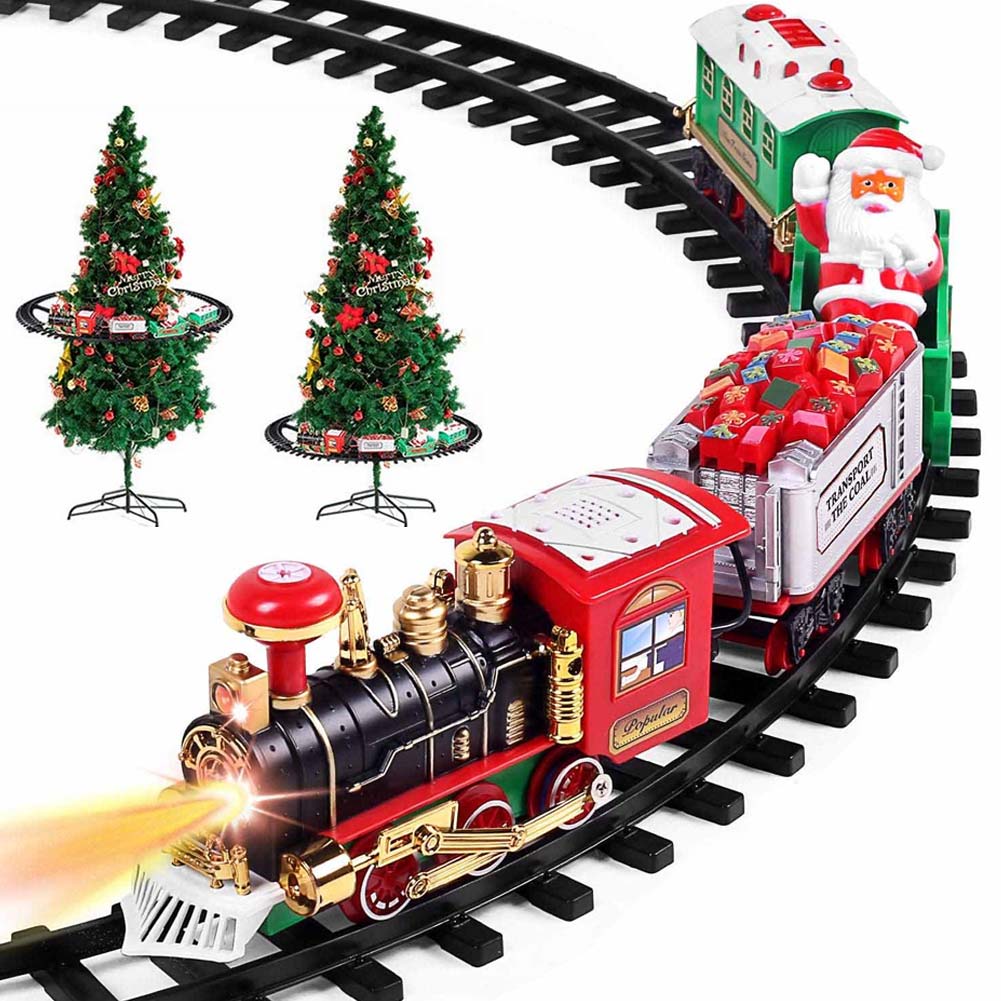 Image of Trenino Natalizio con Supporto per Centro Albero Treno Elettrico con Luci Natale
