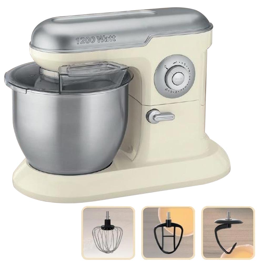 Image of Impastatrice Planetaria Ciotola Acciaio Inox 6,5L Impastatore Robot 1200W Crema