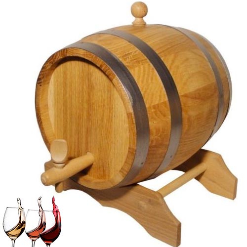 Image of Botte Porta Vino Con Rubinetto Capacita&#39; 3 Litri Rovere Damigiana Portavino