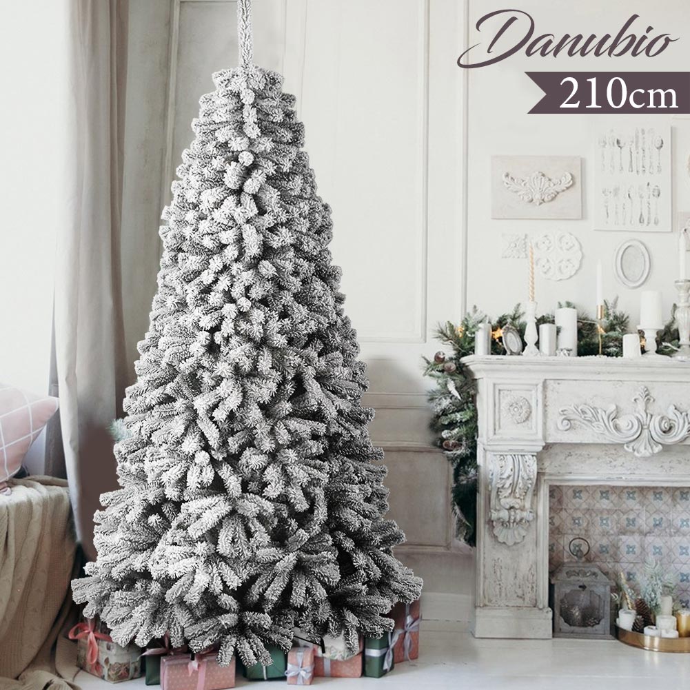 Albero Di Natale Innevato Danubio 210cm 1426 Rami Super Folto Effetto Neve Reale