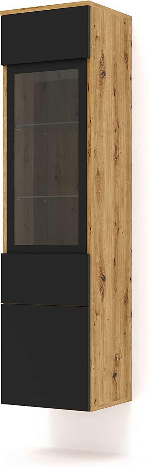 MOBILE COLONNA CREDENZA VETRINA SOGGIORNO AURA 37x33x144 ROVERE NERO OPACO