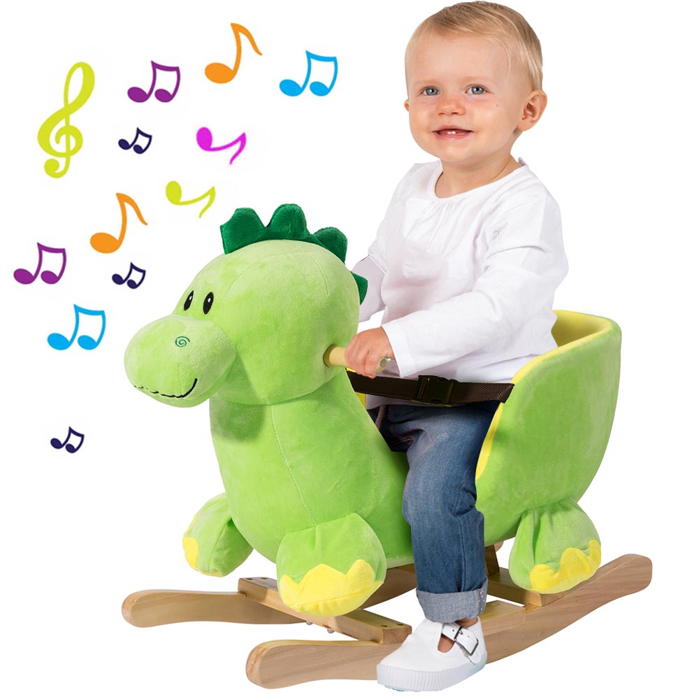 Image of Dinosauro a Dondolo Cavalcabile Peluche Giocattolo Bambini con Effetti Sonori