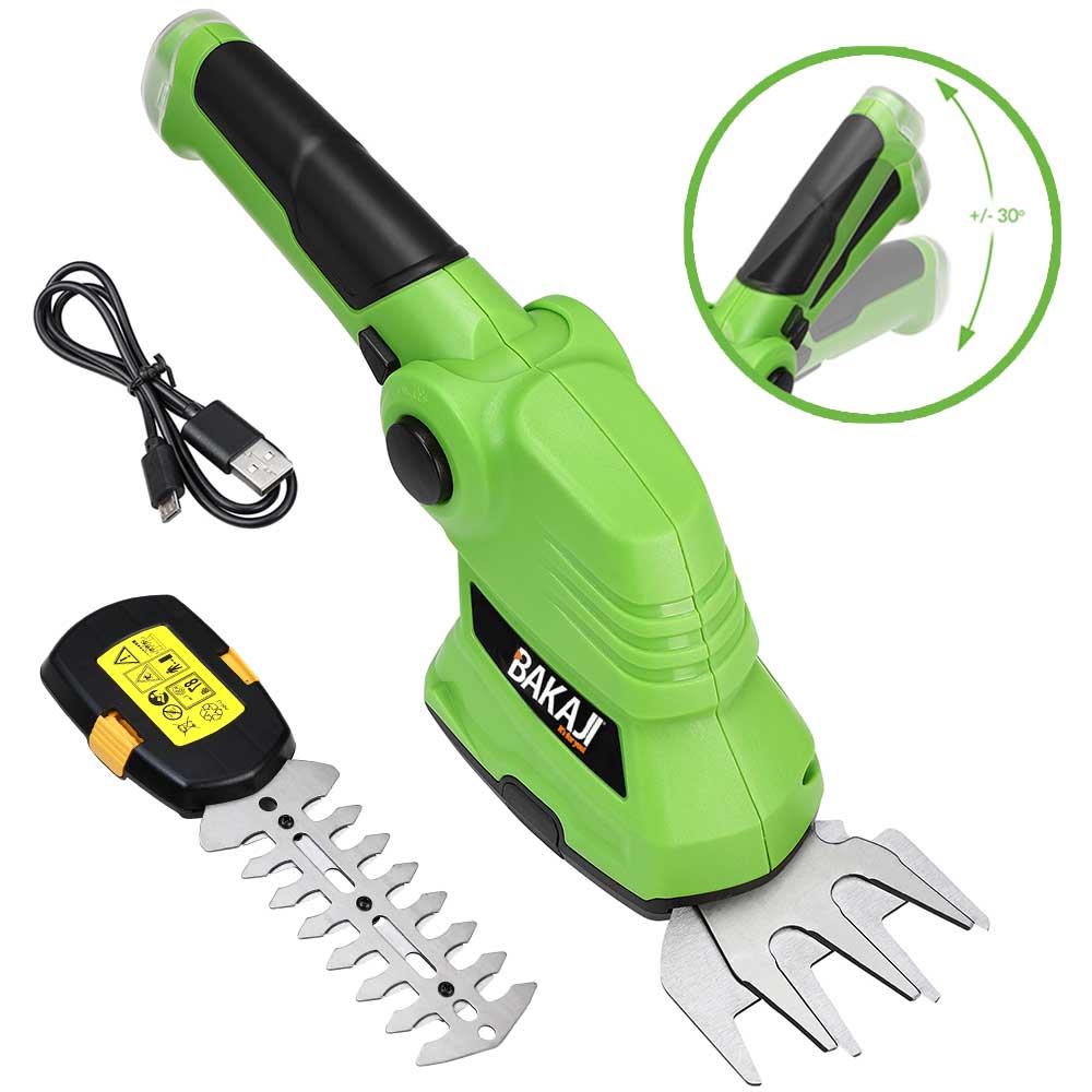 Image of Forbici Cesoie Sfoltirami Elettrico a Batteria Tagliaerba Tagliasiepi USB 2 Lame