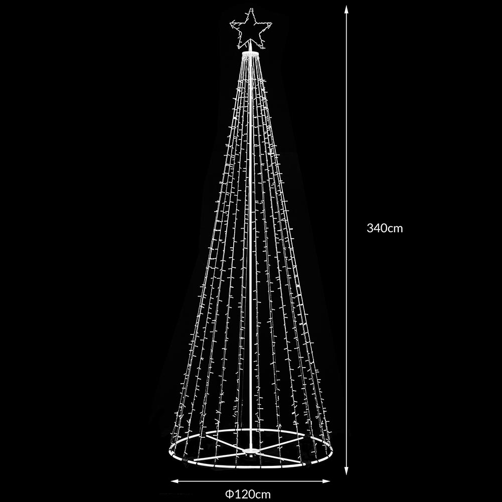 BAKAJI Albero di Natale Luminoso 340 CM Led Luci con Giochi di Luce Struttura in Metallo Decorazione Natalizia Design Minimal Artificiale Arredamento Natalizio Addobbo (BIANCO FREDDO)