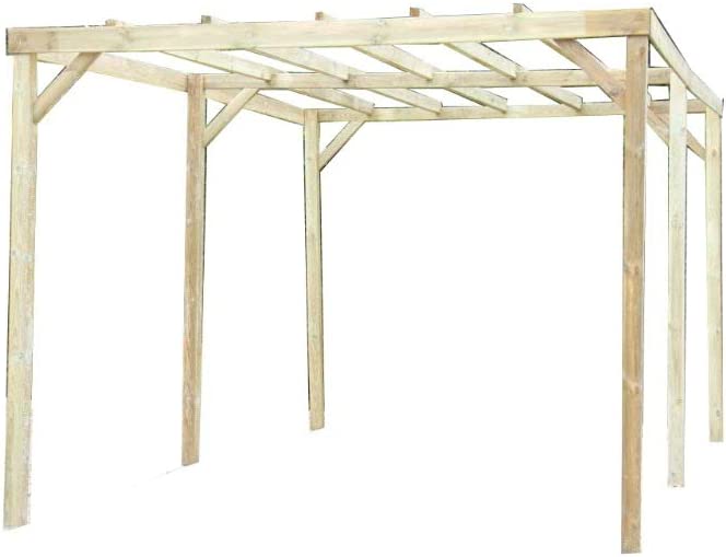 PERGOLA TETTOIA CARPORT FORESTA LEGNO IMPREGNATO CM 300X500