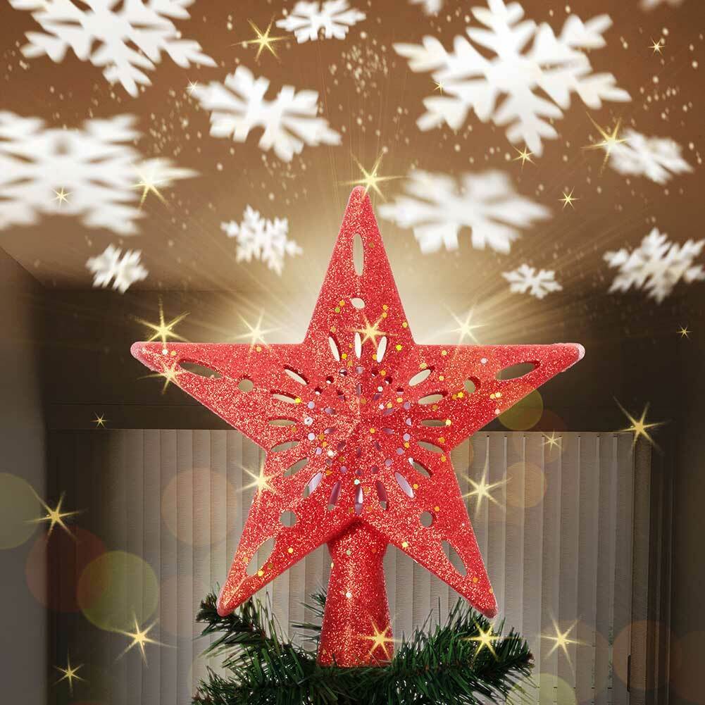 Puntale Per Albero Di Natale Stella Oro Rosa Glitter - 19 Cm Con Attacco A Spirale, Decorazione Natalizia Metallica - 2