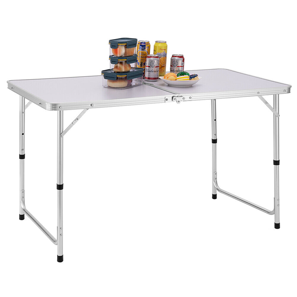 Tavolo Campeggio Picnic Pieghevole in Alluminio Altezza Regolabile 60 x 120 cm