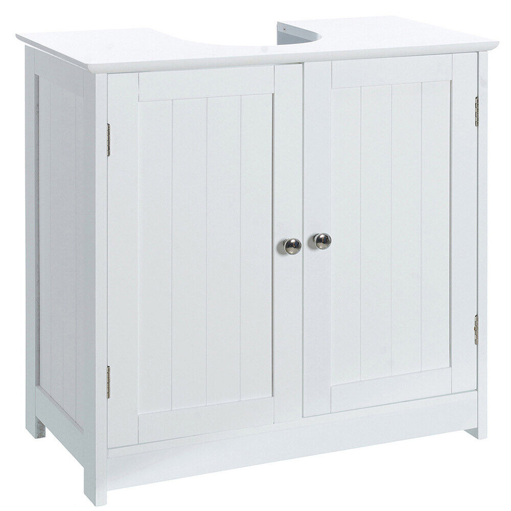 Mobile Bagno Sotto Lavabo Legno MDF Armadietto Mobiletto 2 Ante 60x30cm  Bianco 8051739525908