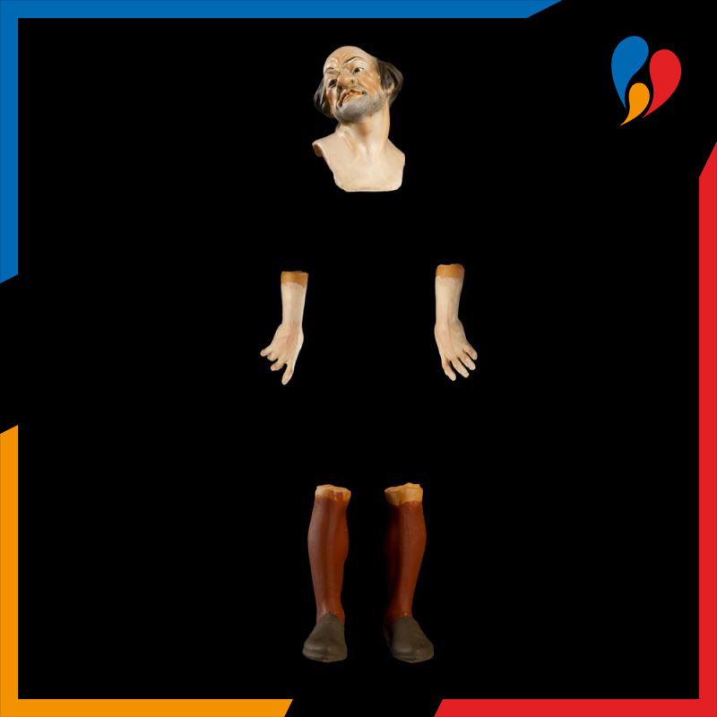 Pastore napoletano testa mani piedi terracotta Rustico 35 cm con occhi di vetro