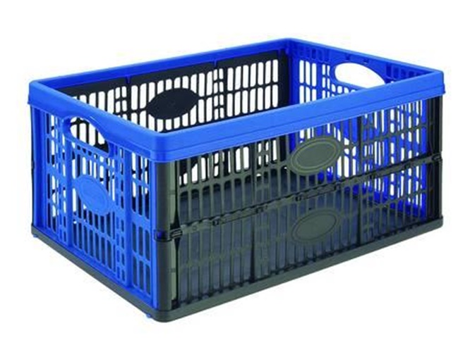 CESTO PIEGHEVOLE VOILA' COLORE NERO/AZZURRO - - cm.47,5x35x4,3-23,6h. lt.32 -