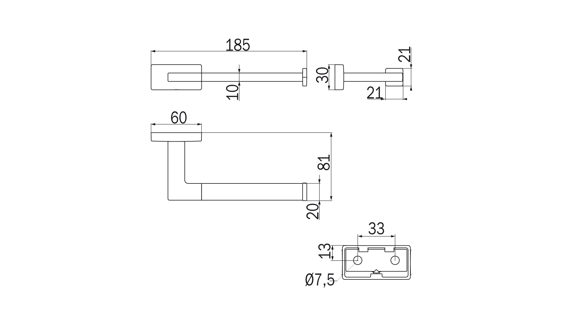 Portarotolo destro Inda serie Lea Finitura:: Nero Opaco