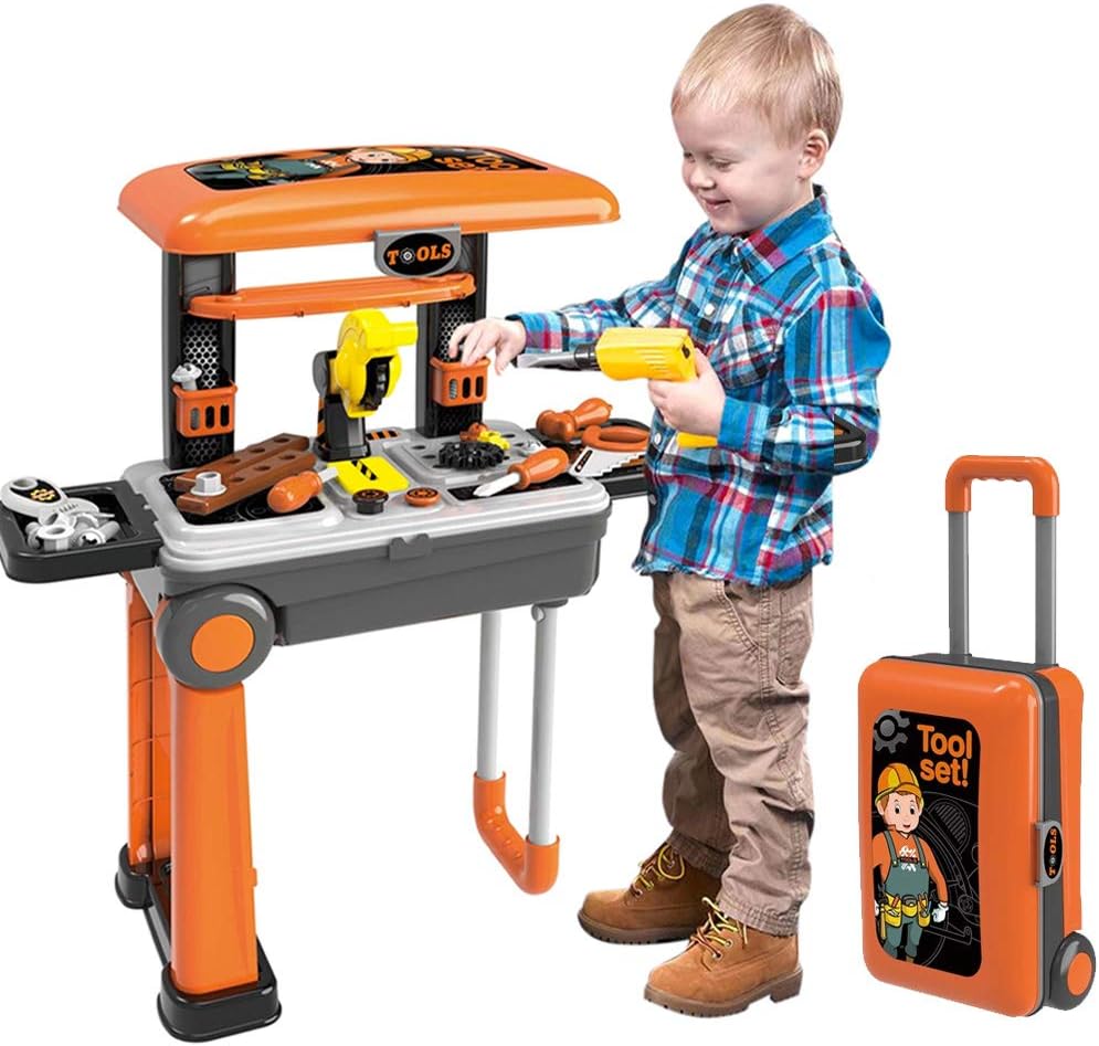 Image of Banco da Lavoro Richiudibile Trolley Giocattolo per Bambini Attrezzi Idea Regalo