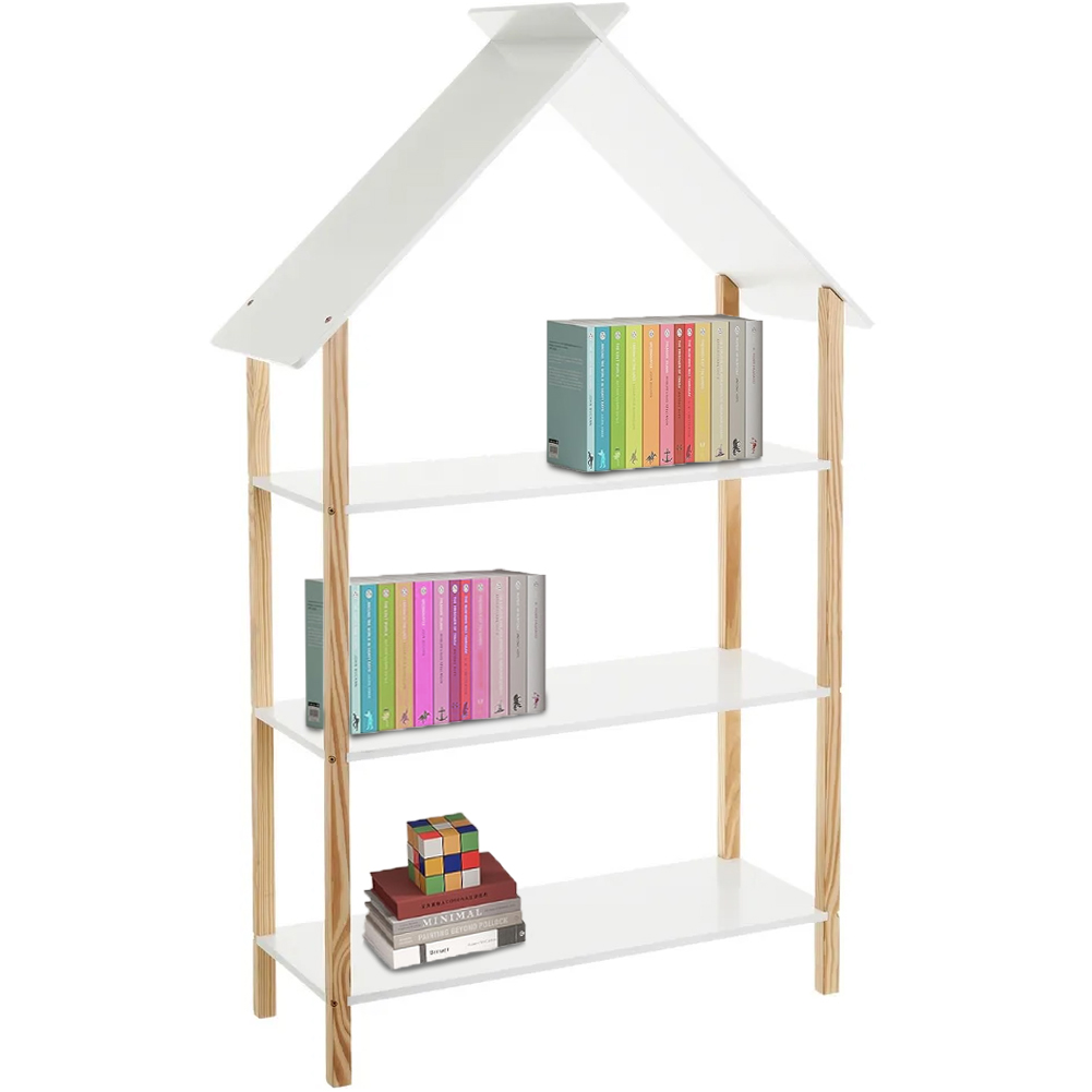 Image of Libreria Montessoriana per Bambini a Forma di Casa Scaffale 3 Ripiani 79x30x131cm