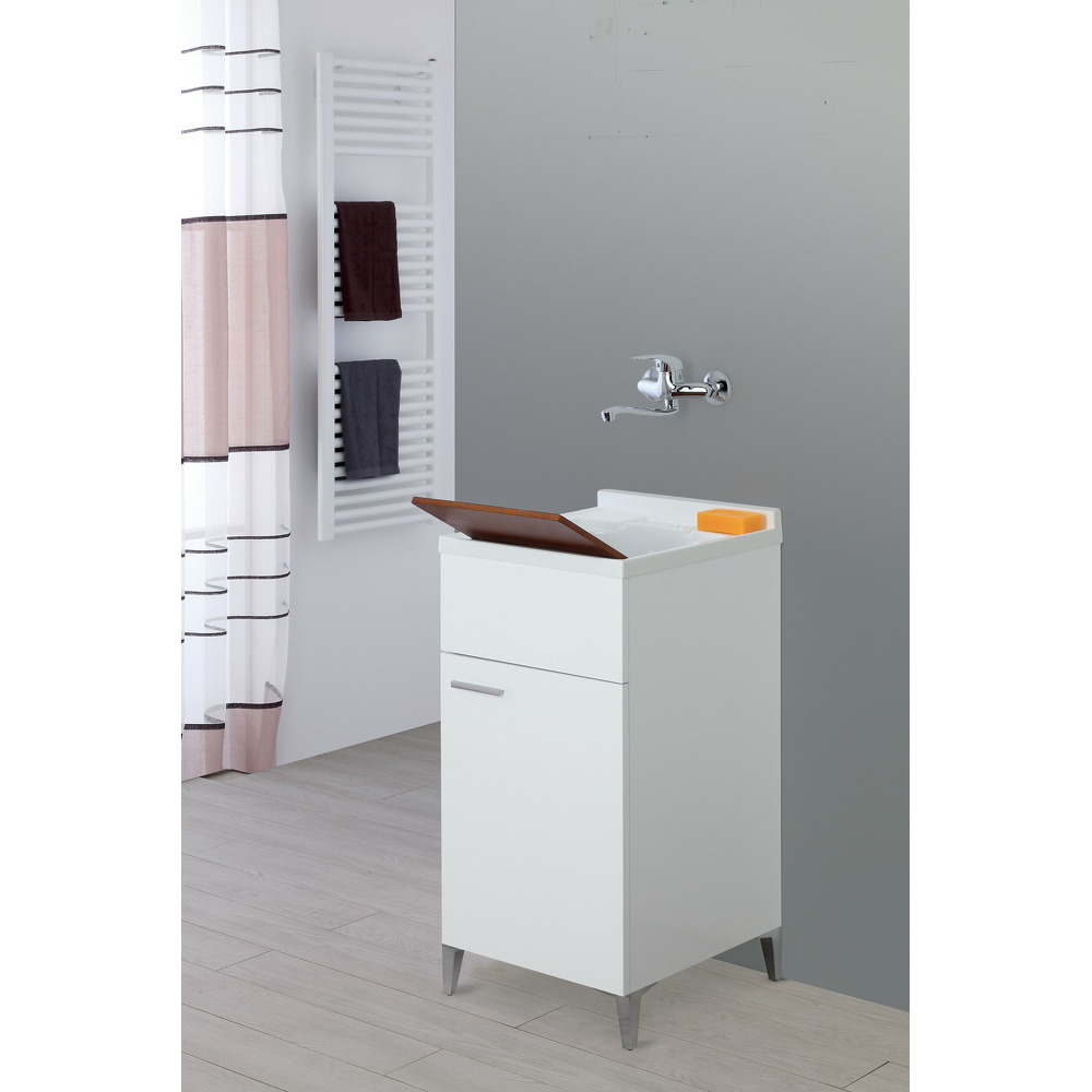 Mobile Lavatoio 1 Anta con Vasca in Resina Bagno Lavanderia Stella Dimensioni: 45 x 50 cm