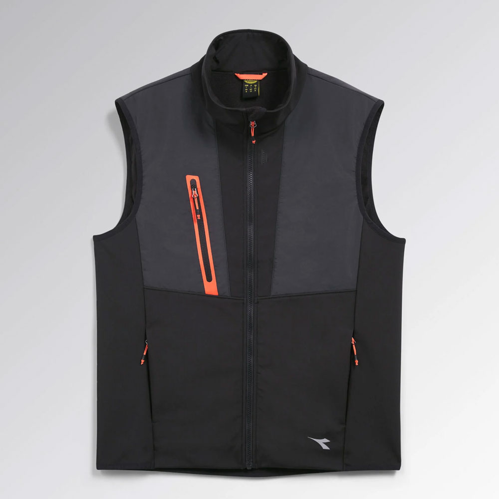 Gilet da Lavoro Diadora Softshell Hybrid Nero Fluo con Tasche Zip Taglia: S