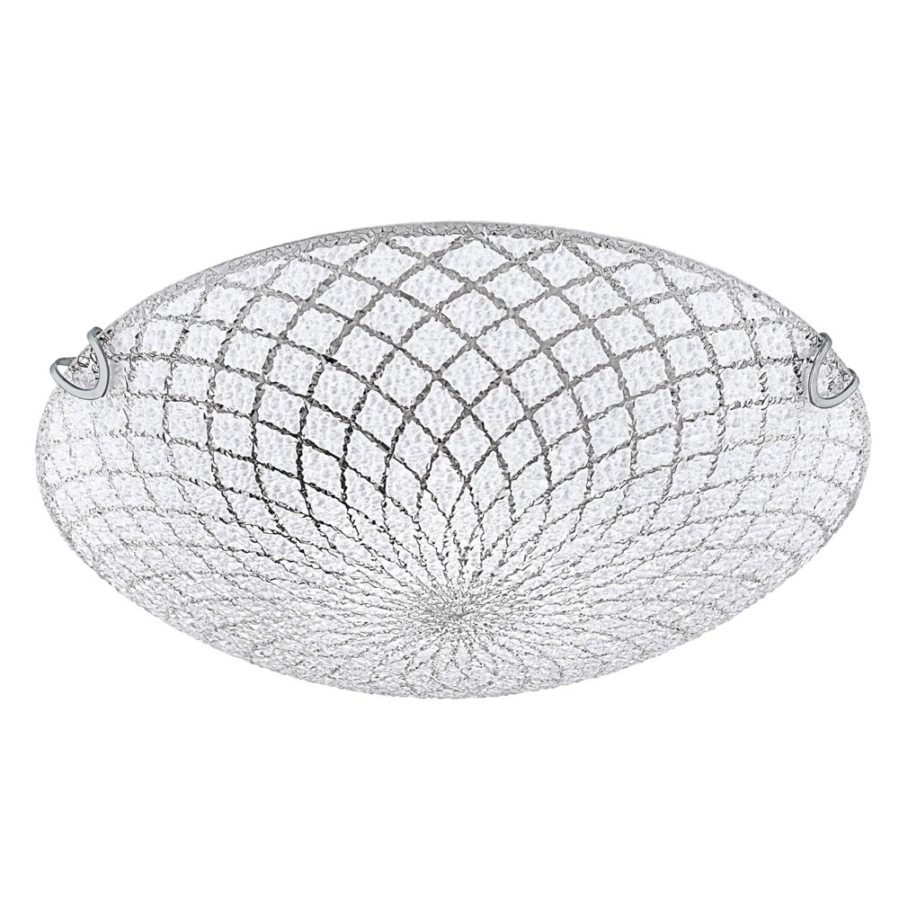 Plafoniera Applique in Vetro Tonda Bivio effetto Cristallo Diametro: Ø 30 mm