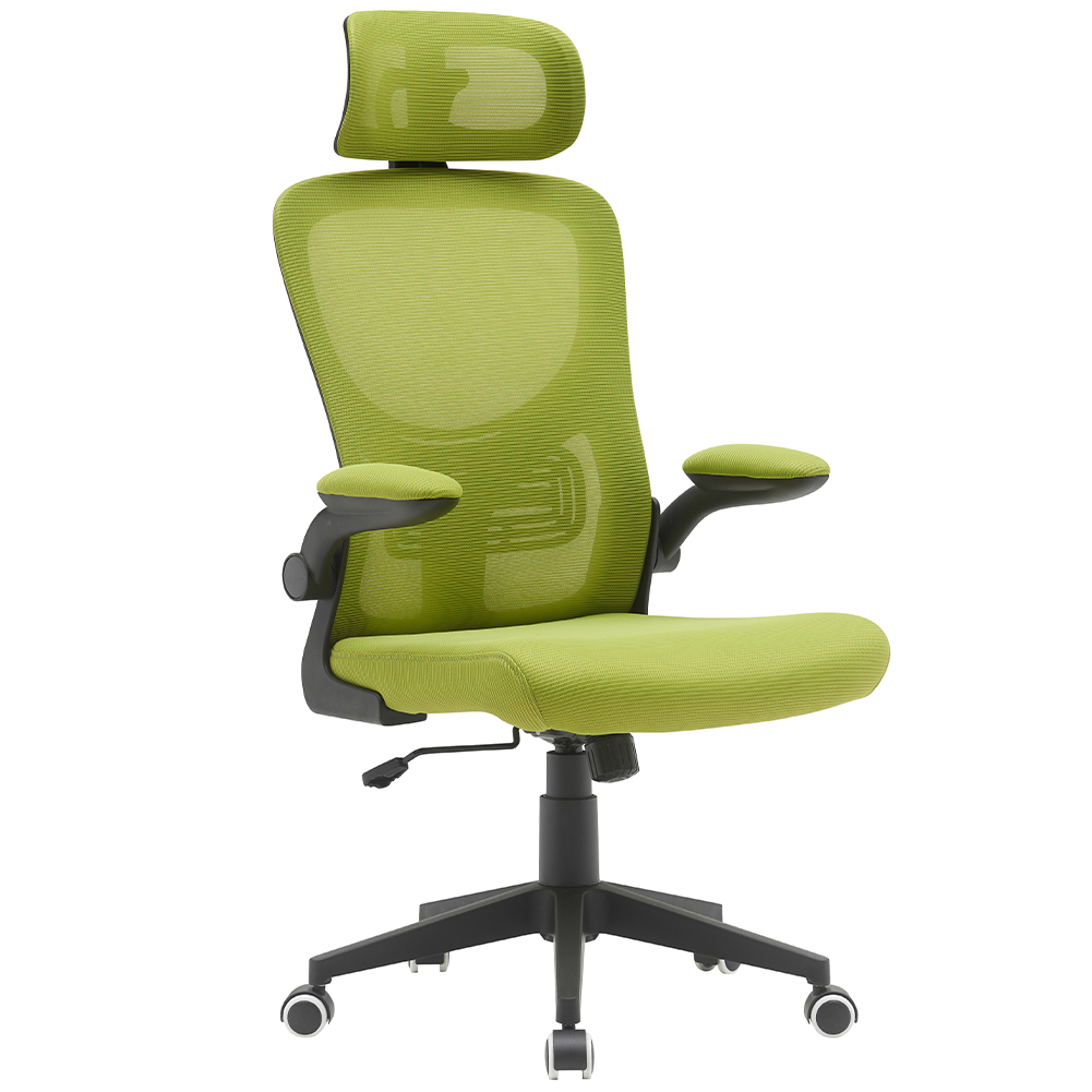 Bakaji Sedia Da Scrivania Ergonomica In Tessuto Traspirante E Antisudore, Schienale Con Supporto Lombare E Poggiatesta, Poltrona Da Studio Ufficio Altezza Regolabile A Gas 116-126 Cm (Verde)