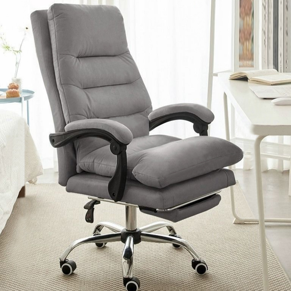 Fauteuil de bureau présidentiel inclinable, chaise de bureau en simili cuir gris