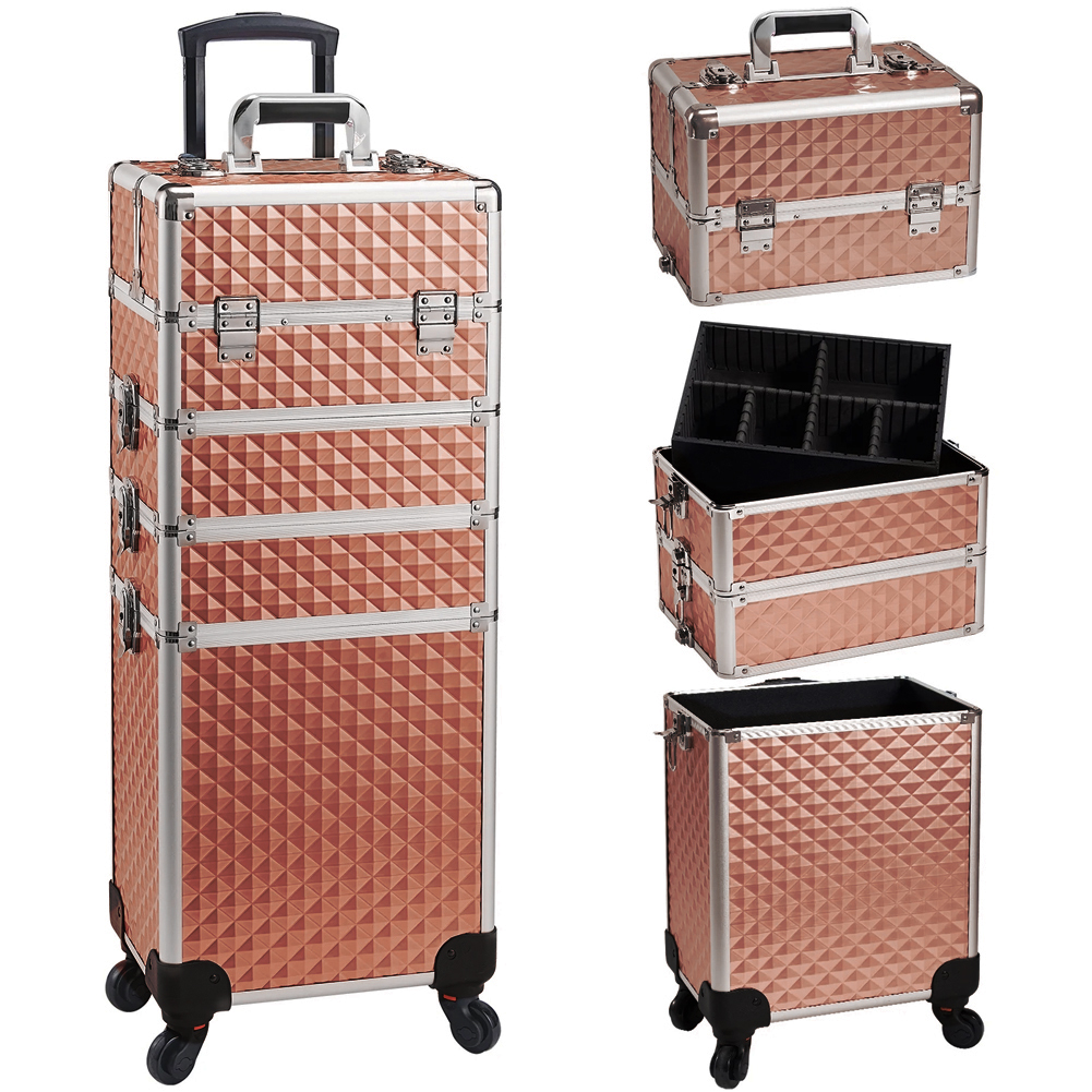 Image of Trolley Makeup 4in1 Valigetta Oro Trucco Estetista Beauty Case Ruote Staccabili