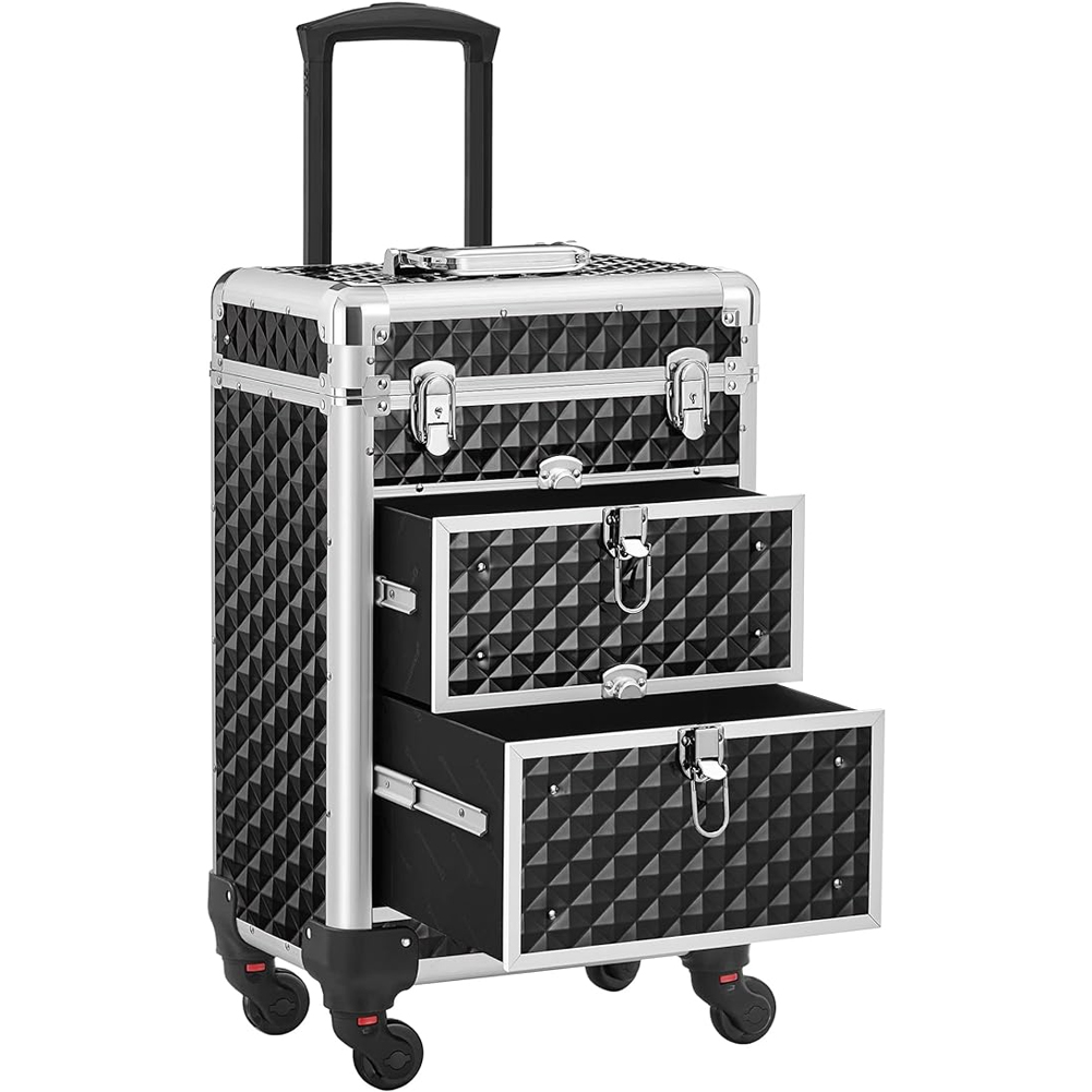 Image of Trolley Makeup Alluminio Valigetta Trucco Estetista Beauty Case Nero