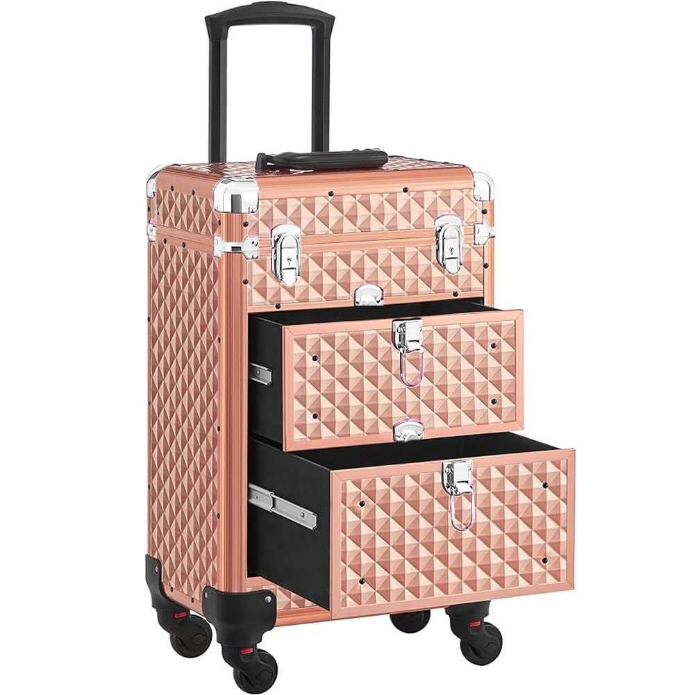 Image of Trolley Makeup in Alluminio Valigetta Trucco Estetista Beauty Case Oro