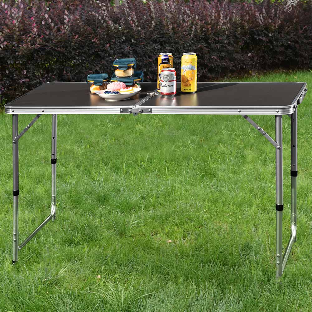 Image of Tavolo PicNic Campeggio Altezza Regolabile Pieghevole Grigio Maniglia 120x60 H70cm