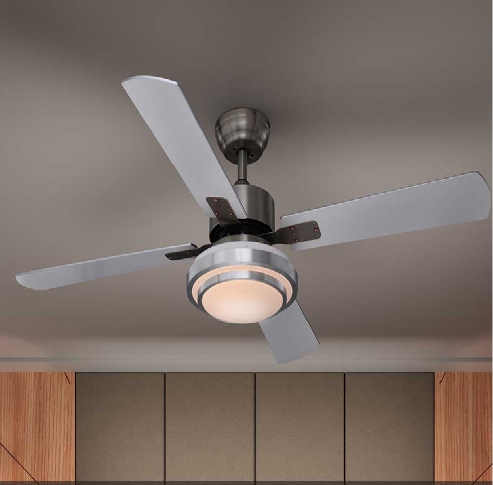 Image of Ventilatore con Telecomando da Soffitto 4 Pale Luce LED 130 cm Bianco