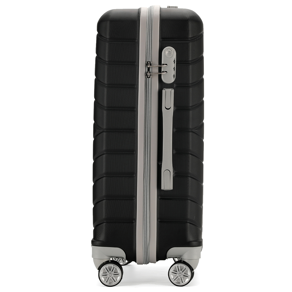 Provitera Set 4 Valigie Rigide In Abs Con Beauty Case, Valigia Con Manico Telescopico E Ruote Easy Roll, Trolley Con Lucchetto E Serratura A Codice, Bagaglio A Mano Design Moderno (Nero)
