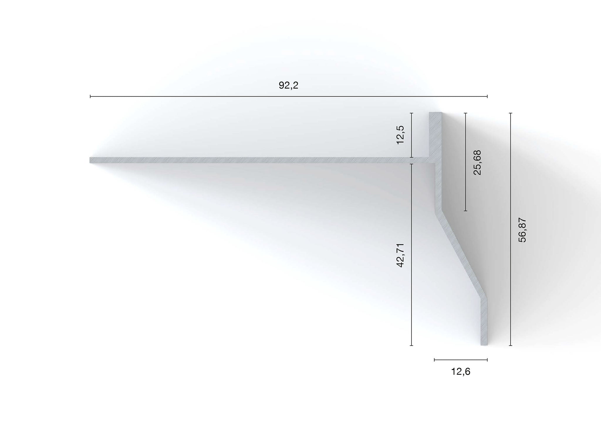 Image of Profilo gocciolatoio per balconi e terrazze in ALLUMINIO &quot;NOR&quot;. Lunghezza 2.7 m FINITURA: Alluminio Naturale Grezzo da Verniciare, ARTICOLO: Profilo Gocciolatoio NOR. Barra 2.7 M