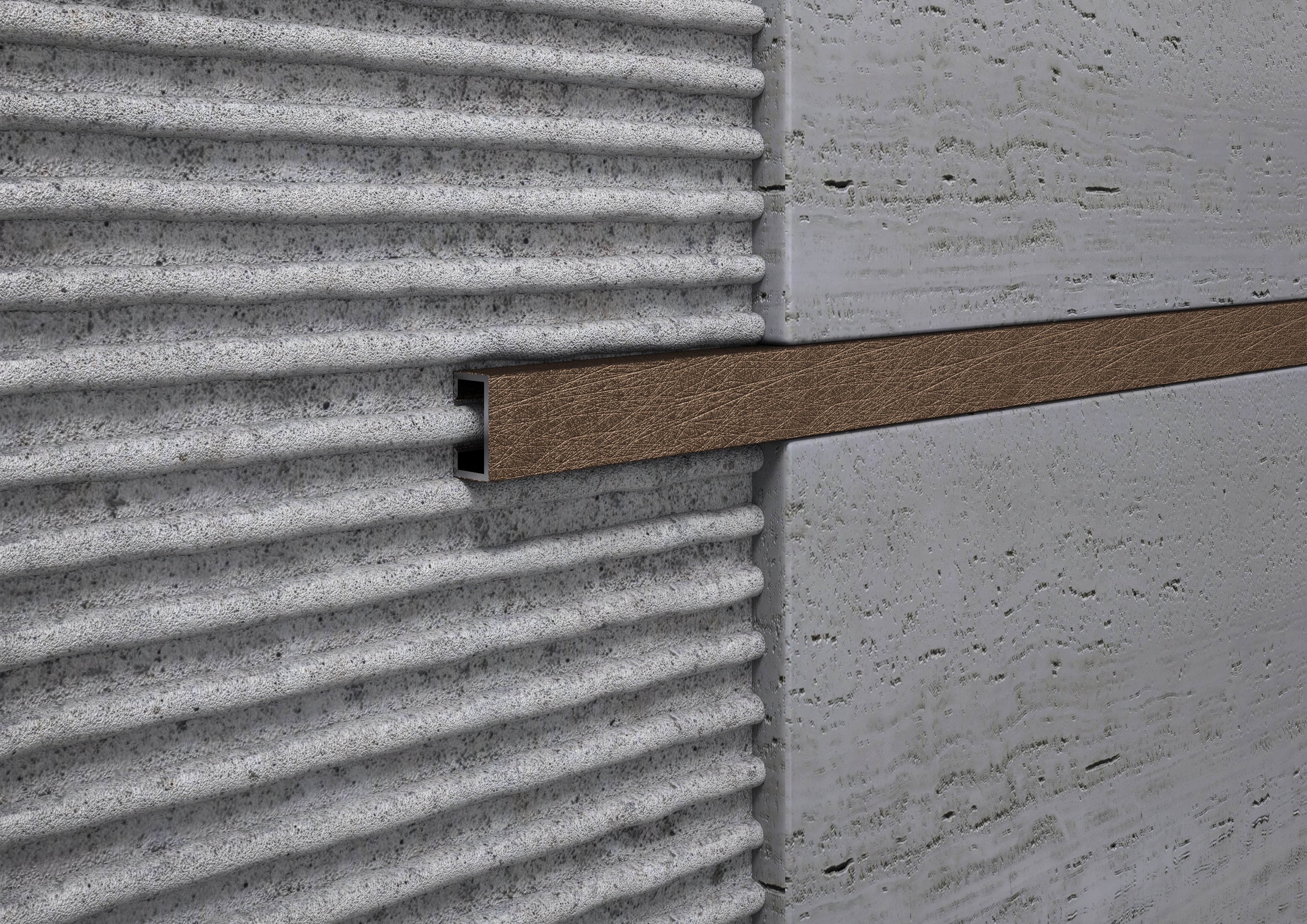 Profilo Listello ALLUMINIO decorato bronzo per piastrelle. Barra 2 M Misura: MM 15X8, Lunghezza: ML 2